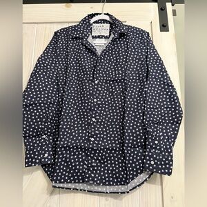 NWT Frank and Eileen navy star S Eileen button up shirt never worn fabric Italy